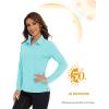 imageMAGCOMSEN Womens Polo Shirts Long Sleeve Golf T Shirt Quick Dry UPF 50 Sun Protection Lightweight Athletic Tennis ShirtsLight Blue