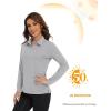 imageMAGCOMSEN Womens Polo Shirts Long Sleeve Golf T Shirt Quick Dry UPF 50 Sun Protection Lightweight Athletic Tennis ShirtsLight Grey