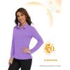 imageMAGCOMSEN Womens Polo Shirts Long Sleeve Golf T Shirt Quick Dry UPF 50 Sun Protection Lightweight Athletic Tennis ShirtsLight Purple