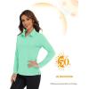 imageMAGCOMSEN Womens Polo Shirts Long Sleeve Golf T Shirt Quick Dry UPF 50 Sun Protection Lightweight Athletic Tennis ShirtsMint Green