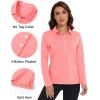 imageMAGCOMSEN Womens Polo Shirts Long Sleeve Golf T Shirt Quick Dry UPF 50 Sun Protection Lightweight Athletic Tennis ShirtsPink