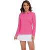 imageMAGCOMSEN Womens Polo Shirts Long Sleeve Golf T Shirt Quick Dry UPF 50 Sun Protection Lightweight Athletic Tennis ShirtsRose Red