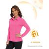 imageMAGCOMSEN Womens Polo Shirts Long Sleeve Golf T Shirt Quick Dry UPF 50 Sun Protection Lightweight Athletic Tennis ShirtsRose Red