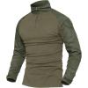 imageMAGCOMSEN Mens Tactical Military Shirts 14 Zip Long Sleeve Shirt with PocketsArmy Green