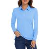 imageMAGCOMSEN Womens Polo Shirts Long Sleeve Golf T Shirt Quick Dry UPF 50 Sun Protection Lightweight Athletic Tennis ShirtsWaterfall Blue