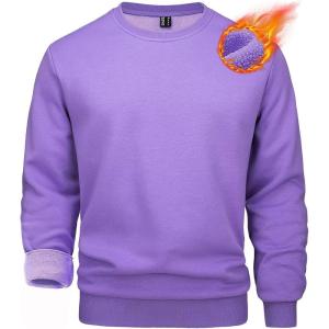 imageMAGCOMSEN Mens Crewneck Sweatshirt Long Sleeve Casual Warm Fleece PulloverPurple