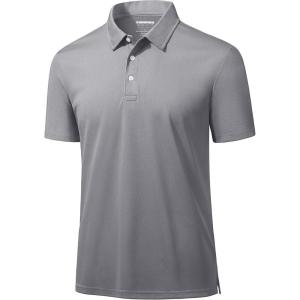 imageMAGCOMSEN Mens Polo Shirts 3 Buttons Casual Work T Shirts Quick Dry Short Sleeve Golf Shirt Pique Jersey Outdoor PerformanceLight Grey