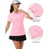 imageMAGCOMSEN Womens Golf Polo Shirts Short Sleeve Collared QuickDry Moisture Wicking TShirt Workout Athletic Tennis TopsAlight Pink