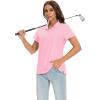 imageMAGCOMSEN Womens Golf Polo Shirts Short Sleeve Collared QuickDry Moisture Wicking TShirt Workout Athletic Tennis TopsAlight Pink