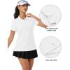 imageMAGCOMSEN Womens Golf Polo Shirts Short Sleeve Collared QuickDry Moisture Wicking TShirt Workout Athletic Tennis TopsAwhite