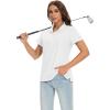 imageMAGCOMSEN Womens Golf Polo Shirts Short Sleeve Collared QuickDry Moisture Wicking TShirt Workout Athletic Tennis TopsAwhite