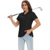 imageMAGCOMSEN Womens Golf Polo Shirts Short Sleeve Collared QuickDry Moisture Wicking TShirt Workout Athletic Tennis TopsBlack