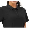 imageMAGCOMSEN Womens Golf Polo Shirts Short Sleeve Collared QuickDry Moisture Wicking TShirt Workout Athletic Tennis TopsBlack