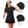 imageMAGCOMSEN Womens Golf Polo Shirts Short Sleeve Collared QuickDry Moisture Wicking TShirt Workout Athletic Tennis TopsBlack