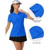 imageMAGCOMSEN Womens Golf Polo Shirts Short Sleeve Collared QuickDry Moisture Wicking TShirt Workout Athletic Tennis TopsColoured Blue