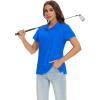 imageMAGCOMSEN Womens Golf Polo Shirts Short Sleeve Collared QuickDry Moisture Wicking TShirt Workout Athletic Tennis TopsColoured Blue
