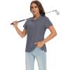 imageMAGCOMSEN Womens Golf Polo Shirts Short Sleeve Collared QuickDry Moisture Wicking TShirt Workout Athletic Tennis TopsDark Gray