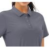 imageMAGCOMSEN Womens Golf Polo Shirts Short Sleeve Collared QuickDry Moisture Wicking TShirt Workout Athletic Tennis TopsDark Gray