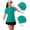 imageMAGCOMSEN Womens Golf Polo Shirts Short Sleeve Collared QuickDry Moisture Wicking TShirt Workout Athletic Tennis TopsEmerald Green
