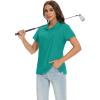 imageMAGCOMSEN Womens Golf Polo Shirts Short Sleeve Collared QuickDry Moisture Wicking TShirt Workout Athletic Tennis TopsEmerald Green