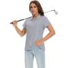 imageMAGCOMSEN Womens Golf Polo Shirts Short Sleeve Collared QuickDry Moisture Wicking TShirt Workout Athletic Tennis TopsLight Gray
