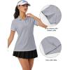 imageMAGCOMSEN Womens Golf Polo Shirts Short Sleeve Collared QuickDry Moisture Wicking TShirt Workout Athletic Tennis TopsLight Gray
