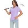 imageMAGCOMSEN Womens Golf Polo Shirts Short Sleeve Collared QuickDry Moisture Wicking TShirt Workout Athletic Tennis TopsLight Purple