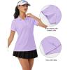 imageMAGCOMSEN Womens Golf Polo Shirts Short Sleeve Collared QuickDry Moisture Wicking TShirt Workout Athletic Tennis TopsLight Purple