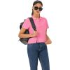 imageMAGCOMSEN Womens Golf Polo Shirts Short Sleeve Collared QuickDry Moisture Wicking TShirt Workout Athletic Tennis TopsRose Red