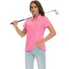 imageMAGCOMSEN Womens Golf Polo Shirts Short Sleeve Collared QuickDry Moisture Wicking TShirt Workout Athletic Tennis TopsRose Red