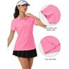 imageMAGCOMSEN Womens Golf Polo Shirts Short Sleeve Collared QuickDry Moisture Wicking TShirt Workout Athletic Tennis TopsRose Red