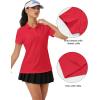 imageMAGCOMSEN Womens Golf Polo Shirts Short Sleeve Collared QuickDry Moisture Wicking TShirt Workout Athletic Tennis TopsTomato Red