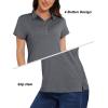 imageMAGCOMSEN Womens Golf Polo TShirts Short Sleeve UPF 50 Quick Dry Polo Collared Shirts Lightweight Athletic Sports ShirtDark Grey