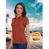 imageMAGCOMSEN Womens Golf Polo TShirts Short Sleeve UPF 50 Quick Dry Polo Collared Shirts Lightweight Athletic Sports ShirtDark Orange
