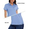 imageMAGCOMSEN Womens Golf Polo TShirts Short Sleeve UPF 50 Quick Dry Polo Collared Shirts Lightweight Athletic Sports ShirtLight Blue