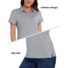 imageMAGCOMSEN Womens Golf Polo TShirts Short Sleeve UPF 50 Quick Dry Polo Collared Shirts Lightweight Athletic Sports ShirtLight Grey