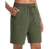 imageMAGCOMSEN Womens Hiking Shorts Lightweight Quick Dry 8quot Golf Shorts Water Resistant with 3 Zipper PocketsArmy Green