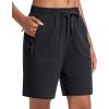 imageMAGCOMSEN Womens Hiking Shorts Lightweight Quick Dry 8quot Golf Shorts Water Resistant with 3 Zipper PocketsBlack
