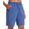 imageMAGCOMSEN Womens Hiking Shorts Lightweight Quick Dry 8quot Golf Shorts Water Resistant with 3 Zipper PocketsBlue Grey