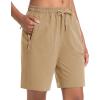 imageMAGCOMSEN Womens Hiking Shorts Lightweight Quick Dry 8quot Golf Shorts Water Resistant with 3 Zipper PocketsKhaki