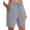 imageMAGCOMSEN Womens Hiking Shorts Lightweight Quick Dry 8quot Golf Shorts Water Resistant with 3 Zipper PocketsLight Grey