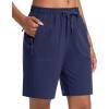 imageMAGCOMSEN Womens Hiking Shorts Lightweight Quick Dry 8quot Golf Shorts Water Resistant with 3 Zipper PocketsNavy