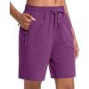 imageMAGCOMSEN Womens Hiking Shorts Lightweight Quick Dry 8quot Golf Shorts Water Resistant with 3 Zipper PocketsPurple Red