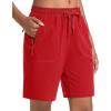 imageMAGCOMSEN Womens Hiking Shorts Lightweight Quick Dry 8quot Golf Shorts Water Resistant with 3 Zipper PocketsTomato Red