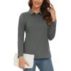 imageMAGCOMSEN Womens Long Sleeve Golf Shirts UPF 50 Polo Moisture Wicking 3Button Placket Casual Shirt for Tennis SportsDark Grey
