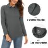 imageMAGCOMSEN Womens Long Sleeve Golf Shirts UPF 50 Polo Moisture Wicking 3Button Placket Casual Shirt for Tennis SportsDark Grey