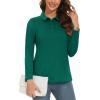 imageMAGCOMSEN Womens Long Sleeve Golf Shirts UPF 50 Polo Moisture Wicking 3Button Placket Casual Shirt for Tennis SportsEmerald Green