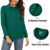 imageMAGCOMSEN Womens Long Sleeve Golf Shirts UPF 50 Polo Moisture Wicking 3Button Placket Casual Shirt for Tennis SportsEmerald Green
