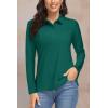 imageMAGCOMSEN Womens Long Sleeve Golf Shirts UPF 50 Polo Moisture Wicking 3Button Placket Casual Shirt for Tennis SportsEmerald Green