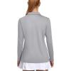 imageMAGCOMSEN Womens Long Sleeve Golf Shirts UPF 50 Polo Moisture Wicking 3Button Placket Casual Shirt for Tennis SportsLight Grey